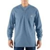 'Carhartt' Men's Flame Resistant Cotton Long Sleeve Henley - Medium Blue -Carhartt 100237465 MF18 1024x1024@2x