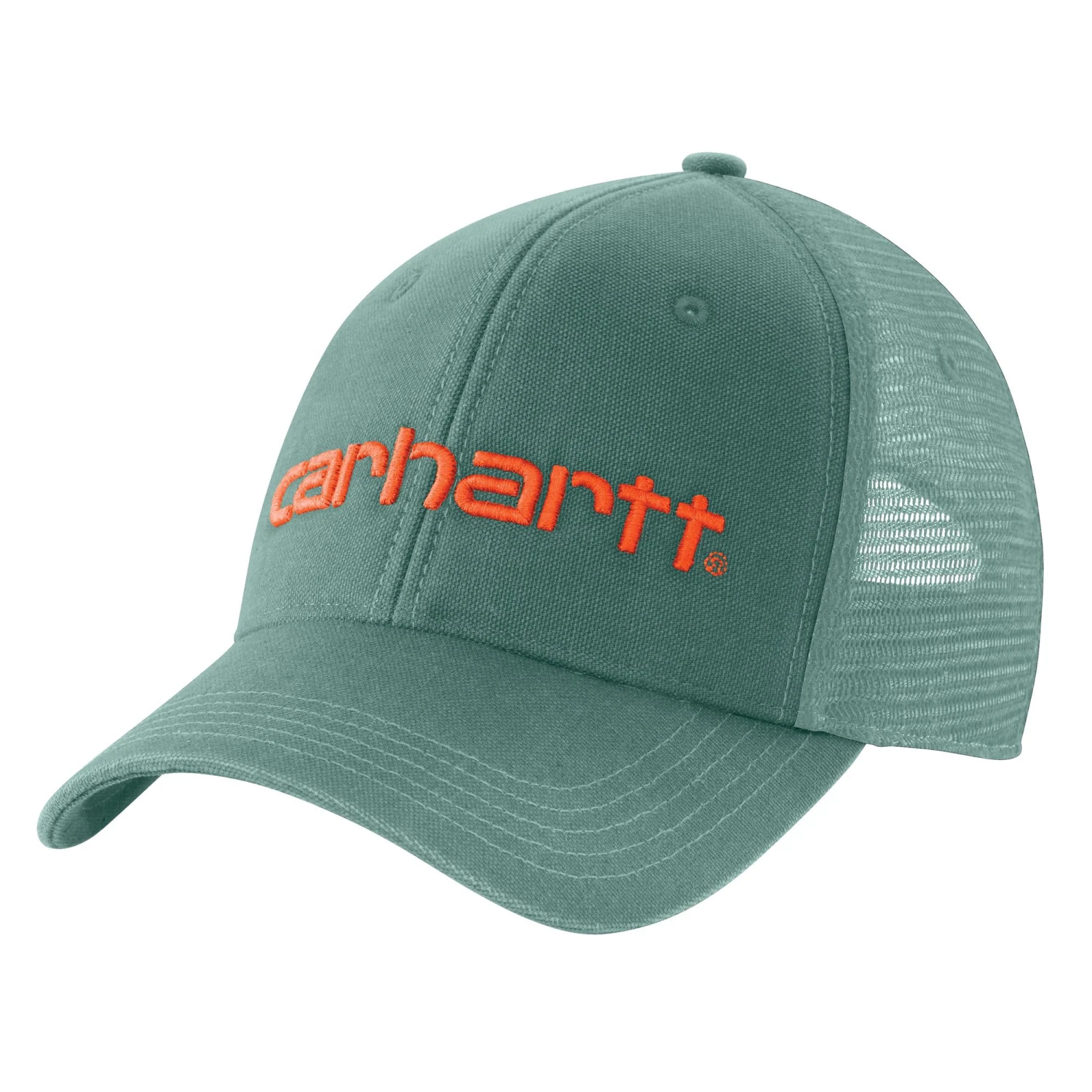'Carhartt' Men's Canvas Mesh-Back Logo Graphic Cap - Slate Green 'Carhartt' Men's Canvas Mesh-Back Logo Graphic Cap - Slate Green -Carhartt