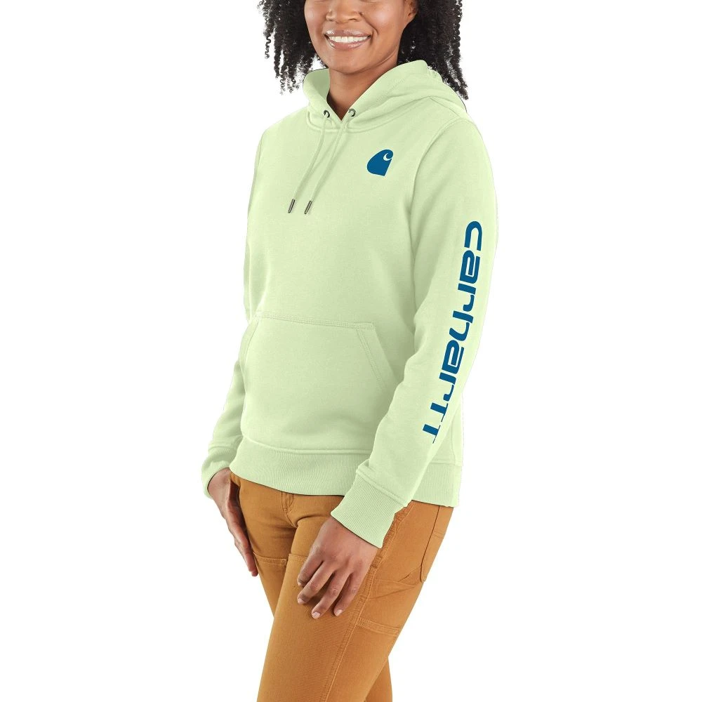 'Carhartt' Women's Clarksburg Logo Sleeve Graphic Hoodie - Hint of Lime 'Carhartt' Women's Clarksburg Logo Sleeve Graphic Hoodie - Hint Of Lime -Carhartt