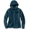 'Carhartt' Women's Clarksburg Logo Sleeve Graphic Hoodie - Night Blue Heather -Carhartt 102791 H70 WF22 e 1024x1024@2x