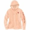 'Carhartt' Women's Clarksburg Logo Sleeve Graphic Hoodie - Cantaloupe -Carhartt 102791 Q07 WS21 1024x1024@2x