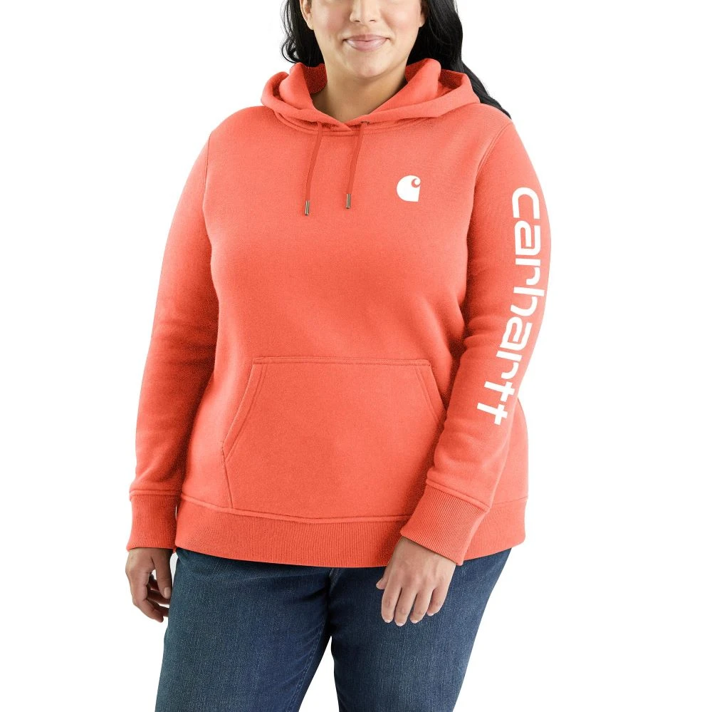 'Carhartt' Women's Clarksburg Logo Sleeve Graphic Hoodie - Electric Coral 'Carhartt' Women's Clarksburg Logo Sleeve Graphic Hoodie - Electric Coral -Carhartt