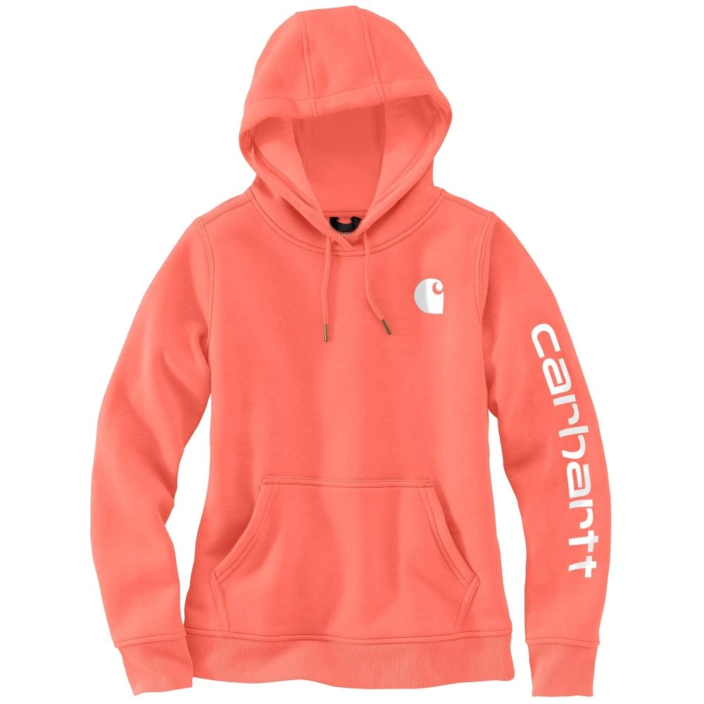 'Carhartt' Women's Clarksburg Logo Sleeve Graphic Hoodie - Electric Coral 'Carhartt' Women's Clarksburg Logo Sleeve Graphic Hoodie - Electric Coral -Carhartt