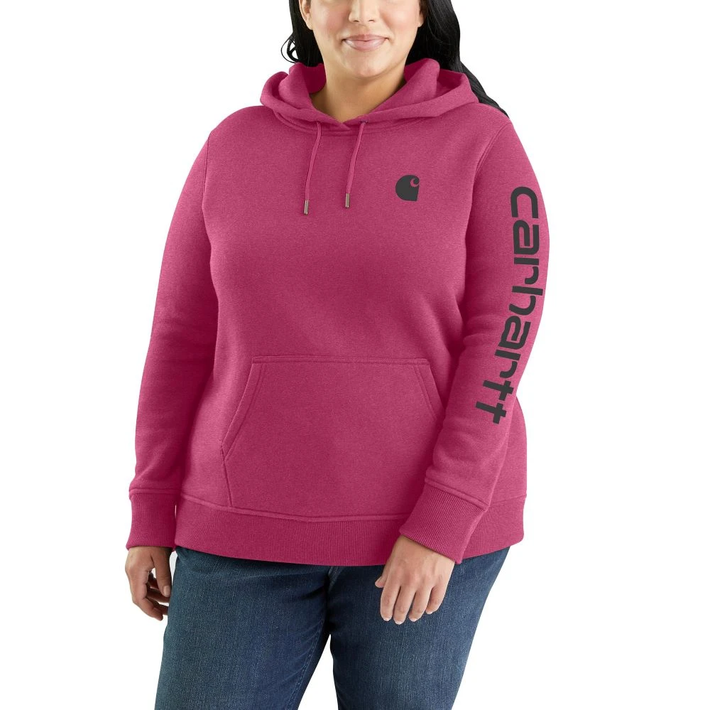 'Carhartt' Women's Clarksburg Logo Sleeve Graphic Hoodie - Beet Red Heather 'Carhartt' Women's Clarksburg Logo Sleeve Graphic Hoodie - Beet Red Heather -Carhartt