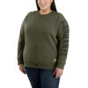 'Carhartt' Women's Midweight Logo Sleeve Crewneck Sweatshirt - Basil Heather -Carhartt 104410 G73 WF21P b 1024x1024@2x