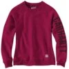 'Carhartt' Women's Midweight Logo Sleeve Crewneck Sweatshirt - Beet Red Heather -Carhartt 104410 R60 WF22 e 1024x1024@2x