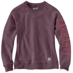 'Carhartt' Women's Midweight Logo Sleeve Crewneck Sweatshirt - Blackberry Heather -Carhartt 104410 V27 WS22 e 1024x1024@2x
