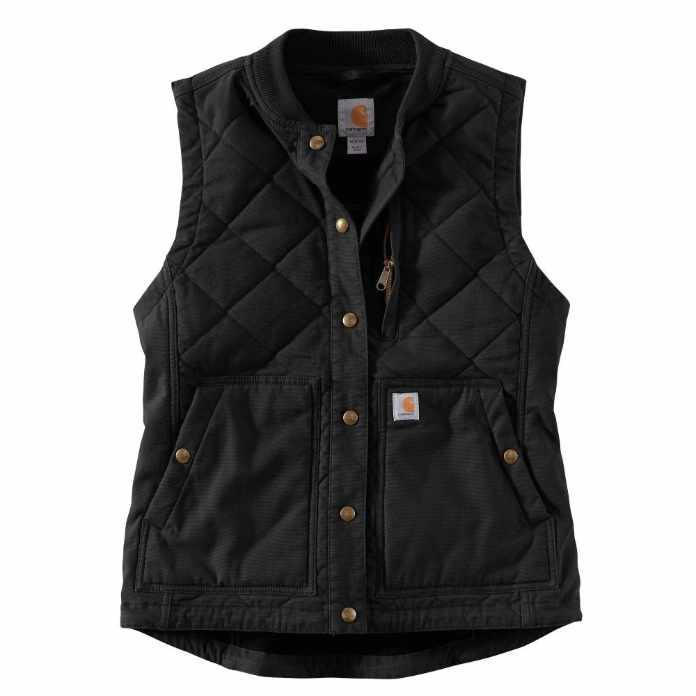 'Carhartt' Women's Rugged Flex Canvas Insulated Rib Collar Vest - Black 'Carhartt' Women's Rugged Flex Canvas Insulated Rib Collar Vest - Black -Carhartt