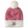 'Carhartt' Adult Knit Pom Pom Cuffed Beanie - Red Stripe 1 'Carhartt' Adult Knit Pom Pom Cuffed Beanie - Red Stripe -Carhartt 104884 600 MF21 1024x1024@2x