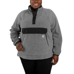 'Carhartt' Women's Fleece 1/4 Relaxed Fit Fleece Jacket - Granite Heather -Carhartt 104922 020 WF22P b 1 1024x1024@2x