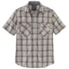 'Carhartt' Men's Rugged Flex Relaxed Fit Lightweight Snap Front Short Sleeve Plaid - Steel -Carhartt 105198 075 MS22 e 2 1024x1024@2x