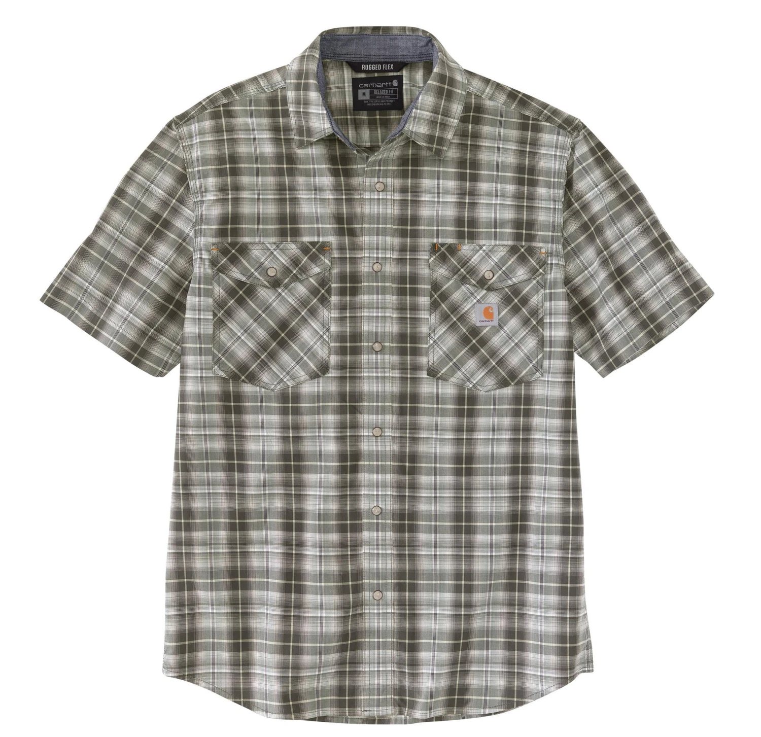 'Carhartt' Men's Rugged Flex Relaxed Fit Lightweight Snap Front Short Sleeve Plaid - Elm 'Carhartt' Men's Rugged Flex Relaxed Fit Lightweight Snap Front Short Sleeve Plaid - Elm -Carhartt