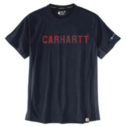 'Carhartt' Men's Force® Relaxed Fit Midweight Block Logo T-Shirt - Navy
