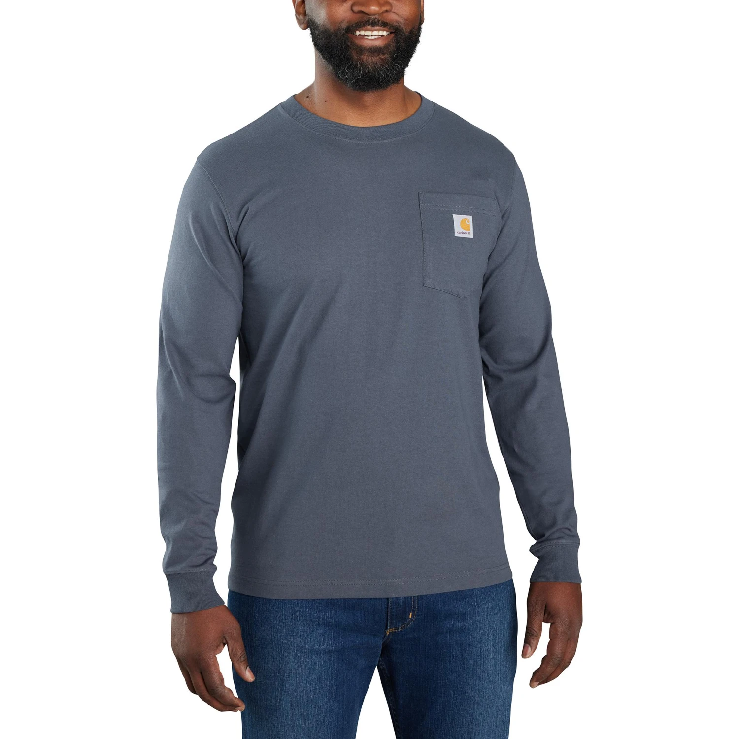 'Carhartt' Men's Relaxed Fit Heavyweight Long Sleeve Pocket Crafted Graphic Tee - Bluestone 'Carhartt' Men's Relaxed Fit Heavyweight Long Sleeve Pocket Crafted Graphic Tee - Bluestone -Carhartt