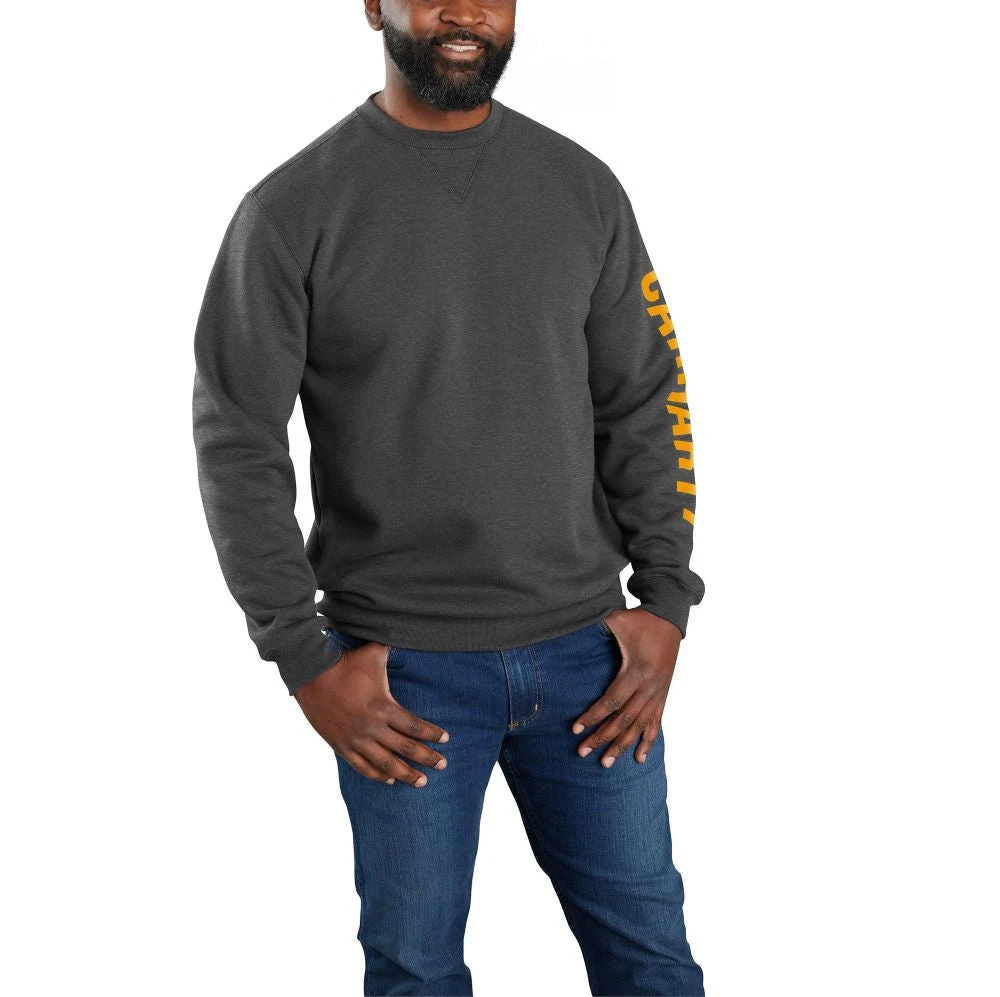 'Carhartt' Men's Midweight Logo Sleeve Crewneck Sweatshirt - Carbon Heather 'Carhartt' Men's Midweight Logo Sleeve Crewneck Sweatshirt - Carbon Heather -Carhartt