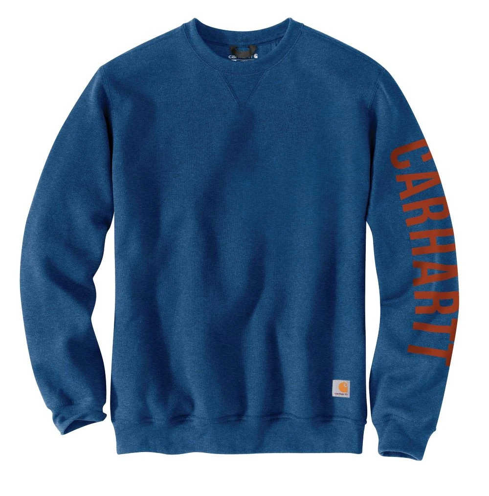 'Carhartt' Men's Midweight Logo Sleeve Crewneck Sweatshirt - Lakeshore Heather 'Carhartt' Men's Midweight Logo Sleeve Crewneck Sweatshirt - Lakeshore Heather -Carhartt