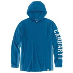 'Carhartt' Men's Force Midweight Hooded T- Shirt - Marine Blue