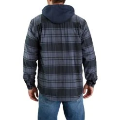'Carhartt' Men's Rugged Flex® Flannel Fleece Lined Hooded Shirt Jac - Bluestone -Carhartt 105621 BLS AVB MF22 b 1 1024x1024@2x