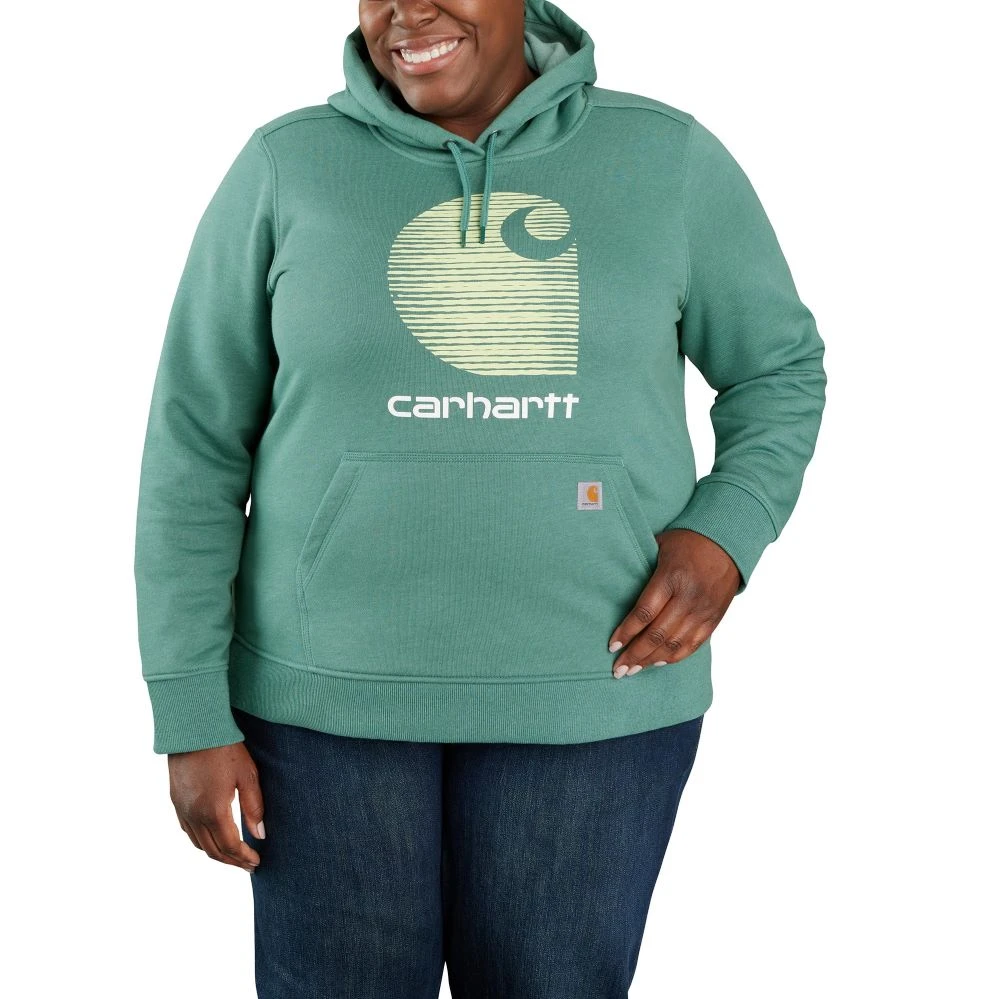 'Carhartt' Women's Rain Defender® Midweight Graphic Hoodie - Slate Green Heather 'Carhartt' Women's Rain Defender® Midweight Graphic Hoodie - Slate Green Heather -Carhartt