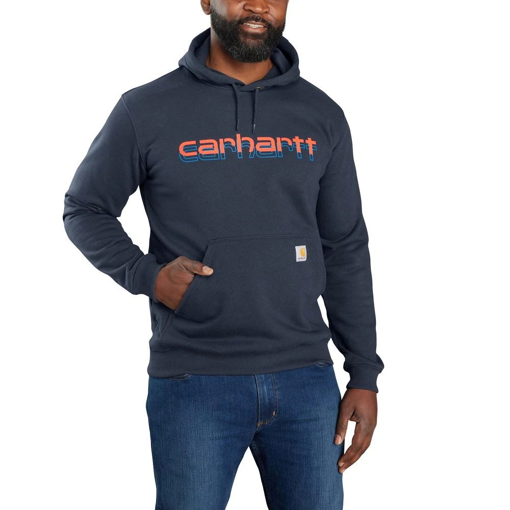 'Carhartt' Men's Rain Defender® Midweight Logo Graphic Hoodie - Navy 'Carhartt' Men's Rain Defender® Midweight Logo Graphic Hoodie - Navy -Carhartt
