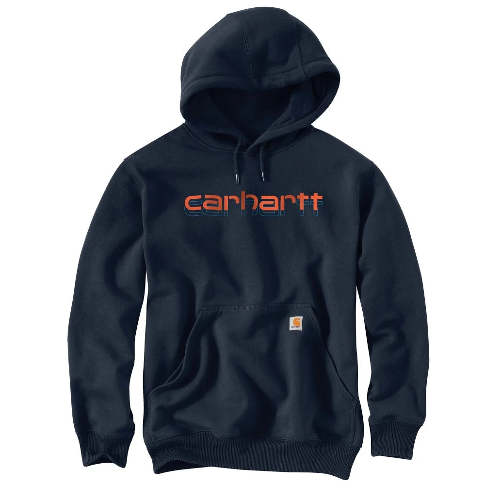 'Carhartt' Men's Rain Defender® Midweight Logo Graphic Hoodie - Navy 'Carhartt' Men's Rain Defender® Midweight Logo Graphic Hoodie - Navy -Carhartt