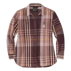 Women's Carhartt Loose Fit Heavyweight Twill Long-Sleeve Plaid Shirt