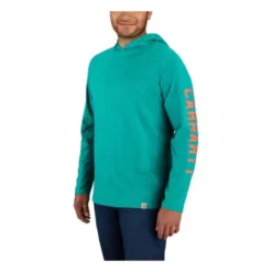 Men's Carhartt Force Relaxed Fit Midweight Long-Sleeve Logo Graphic Hooded T-Shirt