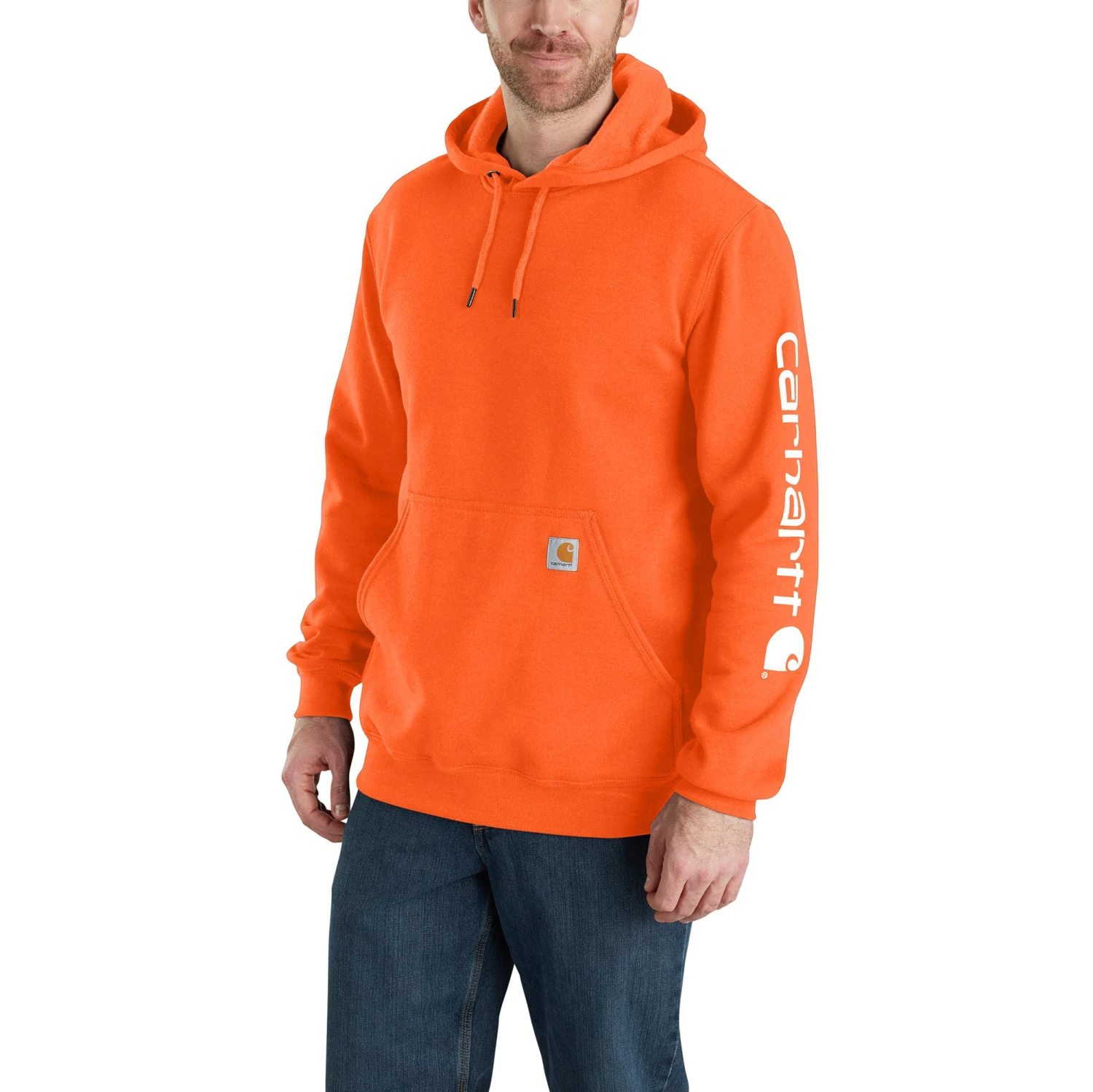 'Carhartt' Men's Midweight Logo Hoodie - Brite Orange 'Carhartt' Men's Midweight Logo Hoodie - Brite Orange -Carhartt