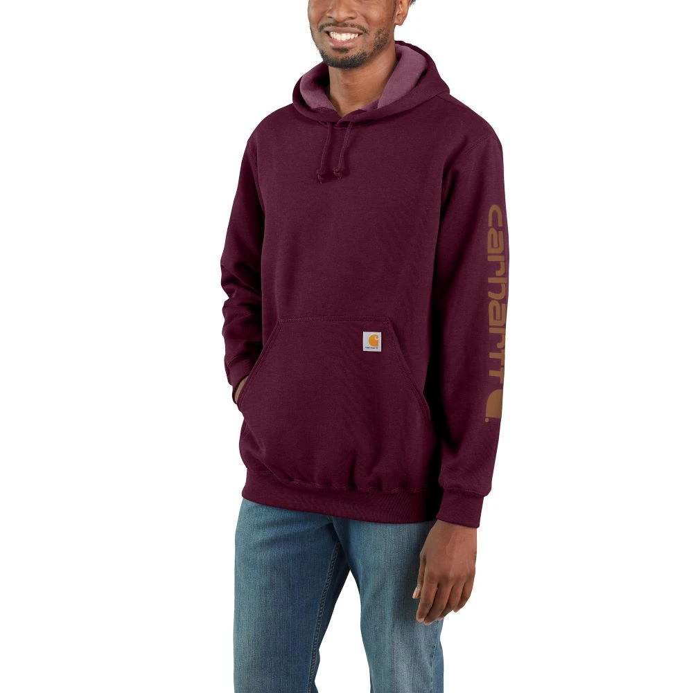 'Carhartt' Men's Midweight Logo Sleeve Hoodie - Port 'Carhartt' Men's Midweight Logo Sleeve Hoodie - Port -Carhartt