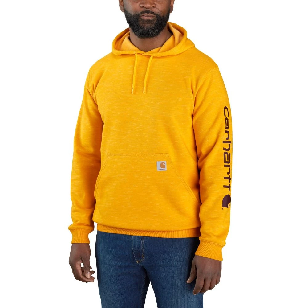 'Carhartt' Men's Midweight Logo Sleeve Hoodie - Solar Yellow Space Dye 'Carhartt' Men's Midweight Logo Sleeve Hoodie - Solar Yellow Space Dye -Carhartt