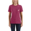'Carhartt' Women's Heavyweight Pocket Tee - Beet Red Heather -Carhartt carhartt 103067 R60 womens loose fit heavyweight short sleeve pocket t shirt beet red heather model 1 1024x1024@2x