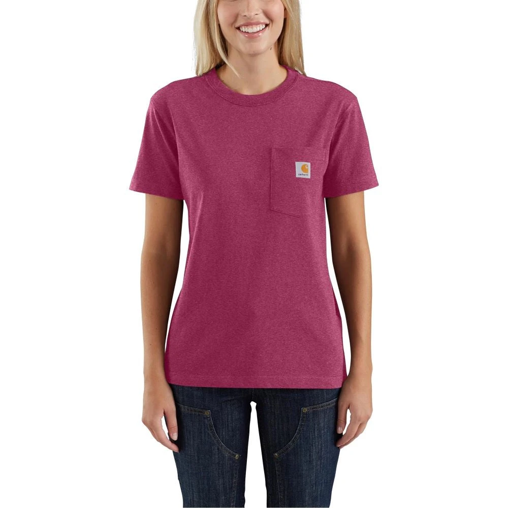'Carhartt' Women's Heavyweight Pocket tee - Beet Red Heather 'Carhartt' Women's Heavyweight Pocket Tee - Beet Red Heather -Carhartt carhartt 103067 R60 womens loose fit heavyweight short sleeve pocket t shirt beet red heather