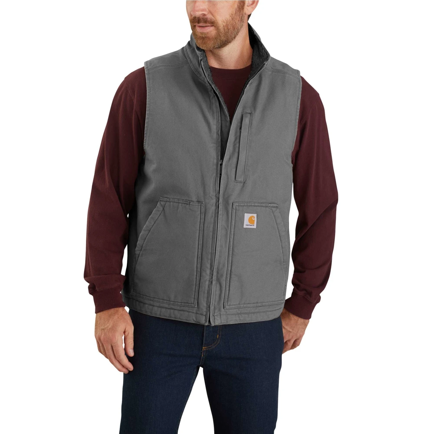 'Carhartt' Men's Duck Sherpa Lined Vest - Gravel 'Carhartt' Men's Duck Sherpa Lined Vest - Gravel -Carhartt image 9d83b30a fb66 4f1b bfe8