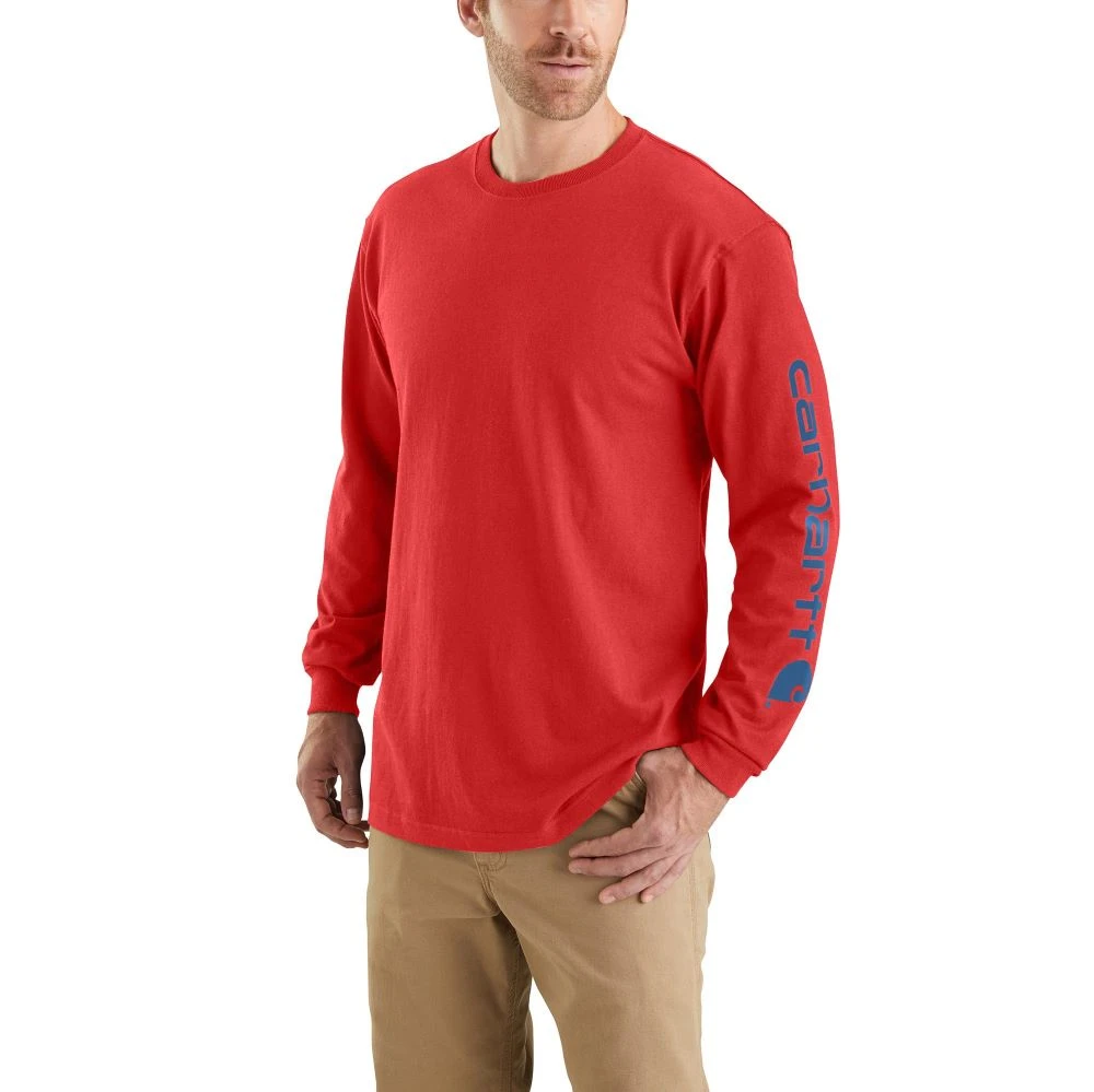 'Carhartt' Men's Heavyweight Sleeve Logo T-Shirt - Fire Red Heather 'Carhartt' Men's Heavyweight Sleeve Logo T-Shirt - Fire Red Heather -Carhartt